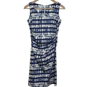 Sara Campbell Made in the USA Size XS Blue Ikat Print Sleeveless Shirred Dress